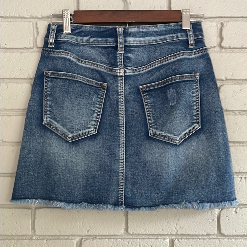 Altar'd State Embroidered Denim Mini Skirt - Blue and Multicolor - Picture 3 of 9